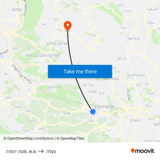 מ.א. מטה יהודה to נעלה map