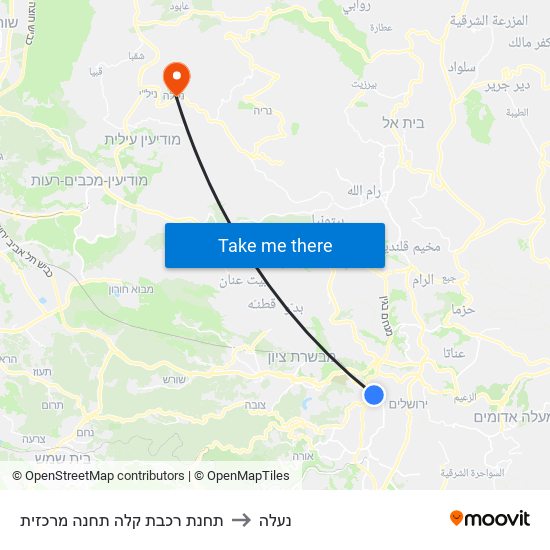 תחנת רכבת קלה תחנה מרכזית to נעלה map