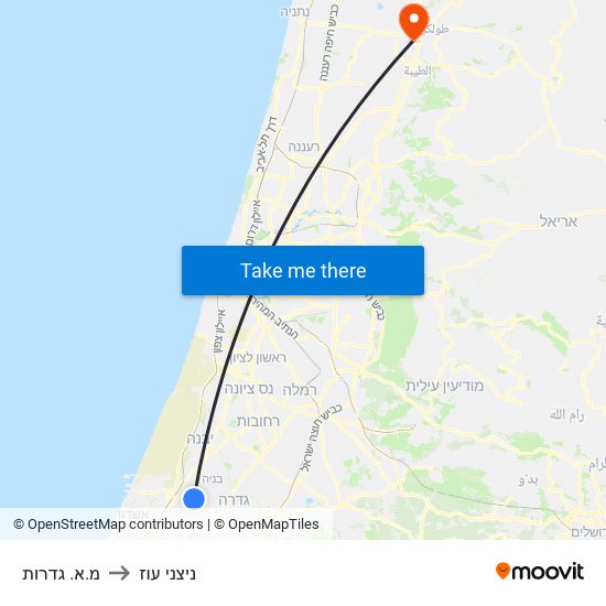 מ.א. גדרות to ניצני עוז map