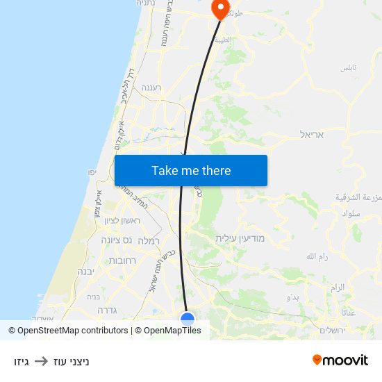 גיזו to ניצני עוז map