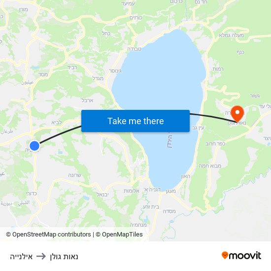 אילנייה to נאות גולן map