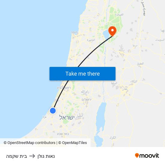 בית שקמה to נאות גולן map