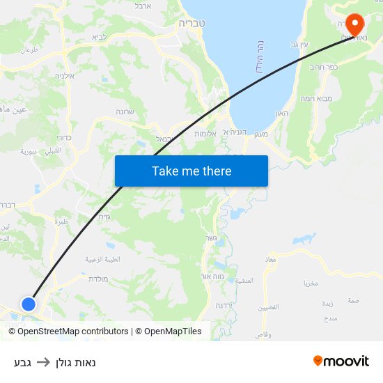 גבע to נאות גולן map