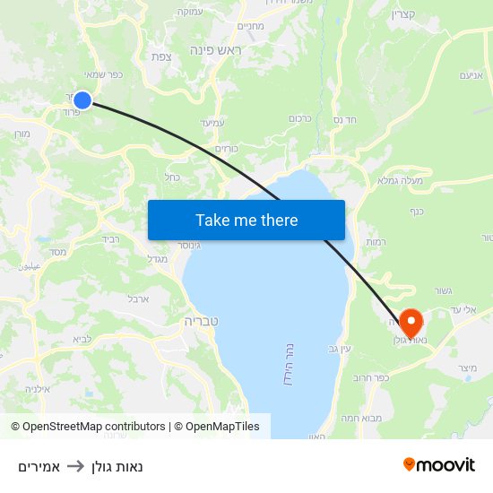 אמירים to נאות גולן map