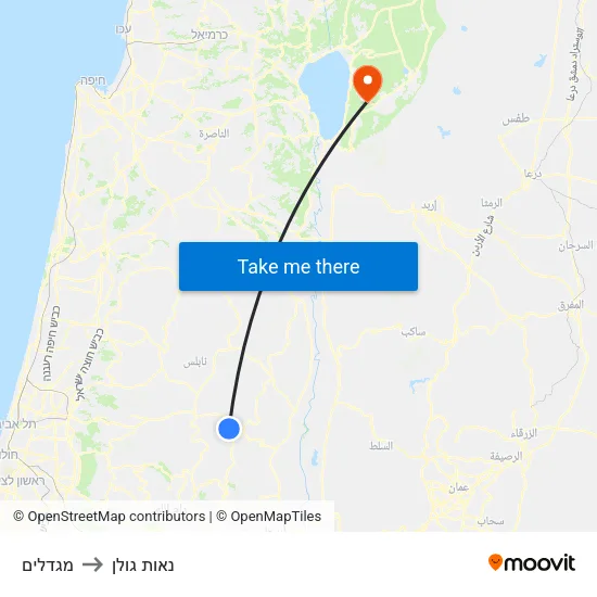 מגדלים to נאות גולן map