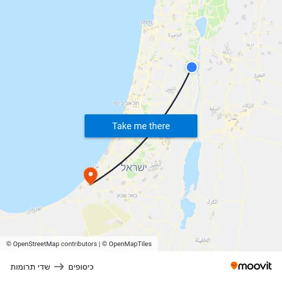 שדי תרומות to כיסופים map