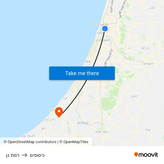 רמת גן to כיסופים map
