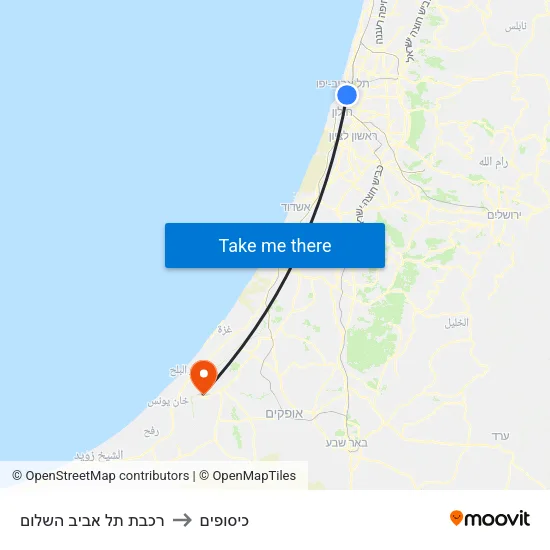 רכבת תל אביב השלום to כיסופים map