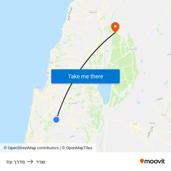 מדרך עוז to שניר map