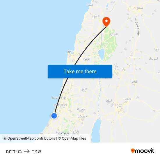 בני דרום to שניר map