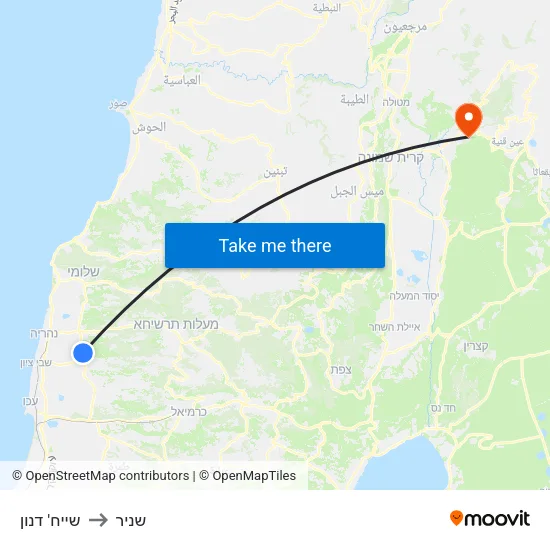 שייח' דנון to שניר map