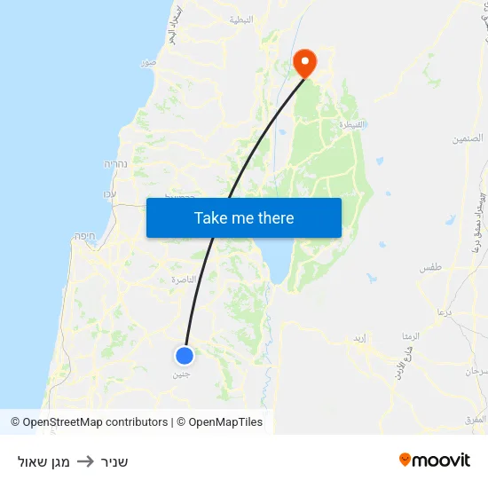 מגן שאול to שניר map
