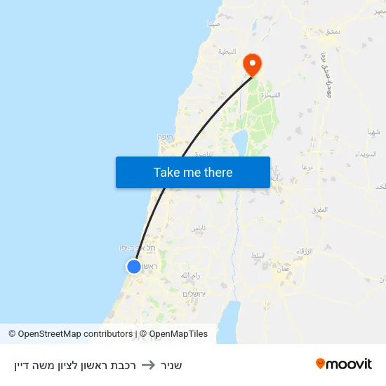 רכבת ראשון לציון משה דיין to שניר map
