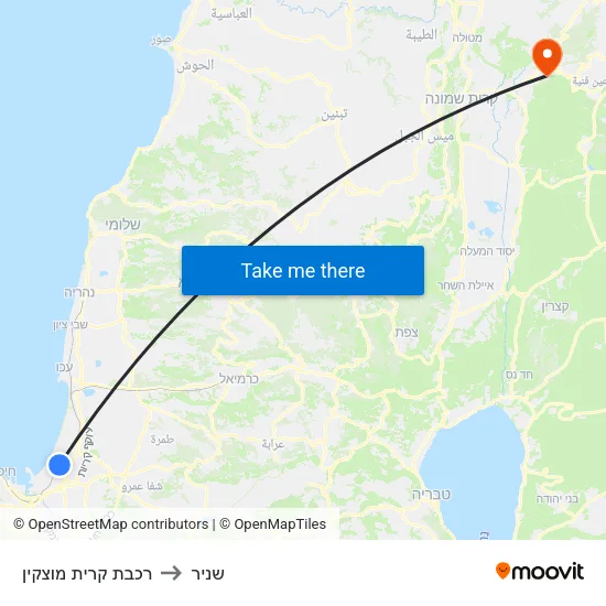 רכבת קרית מוצקין to שניר map