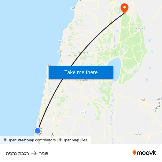 רכבת נתניה to שניר map