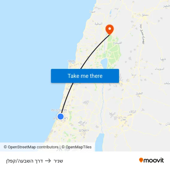 דרך השבעה/קפלן to שניר map