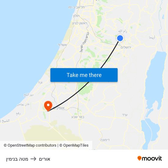 מטה בנימין to אורים map