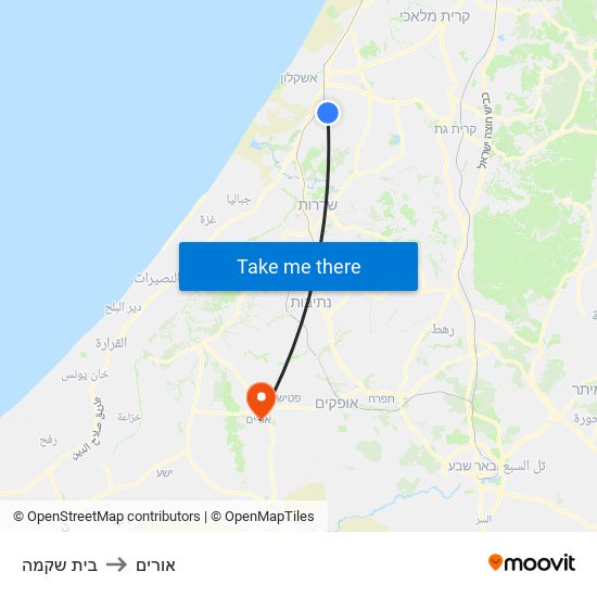 בית שקמה to אורים map