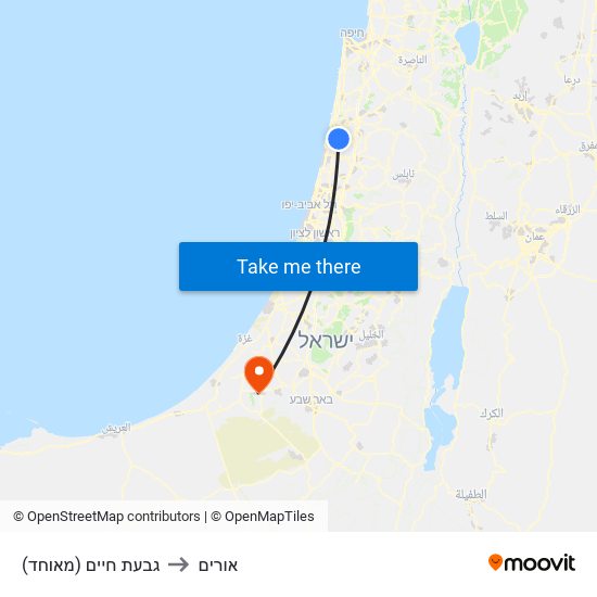 גבעת חיים (מאוחד) to אורים map