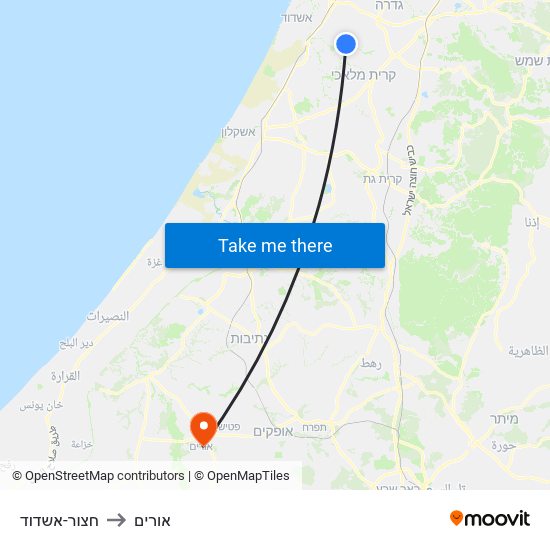 חצור-אשדוד to אורים map