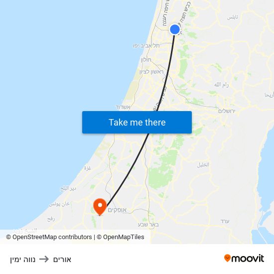 נווה ימין to אורים map