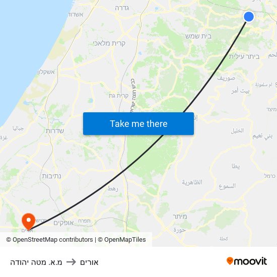 מ.א. מטה יהודה to אורים map