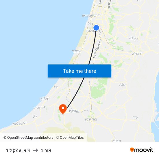מ.א. עמק לוד to אורים map