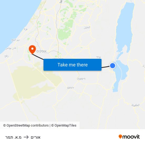 מ.א. תמר to אורים map