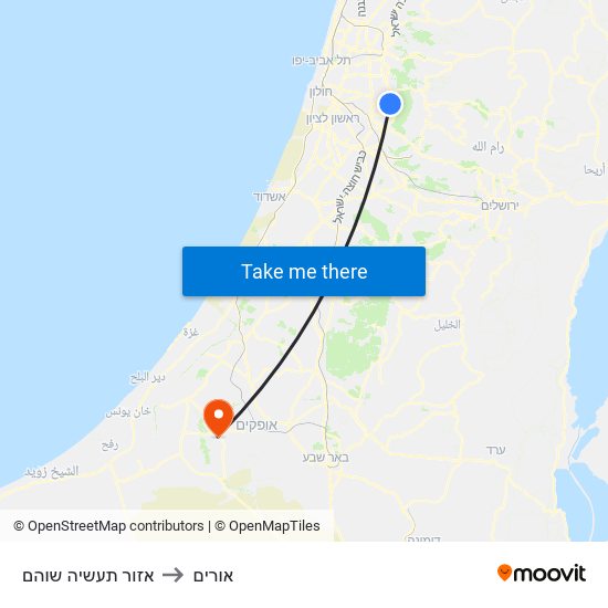 אזור תעשיה שוהם to אורים map