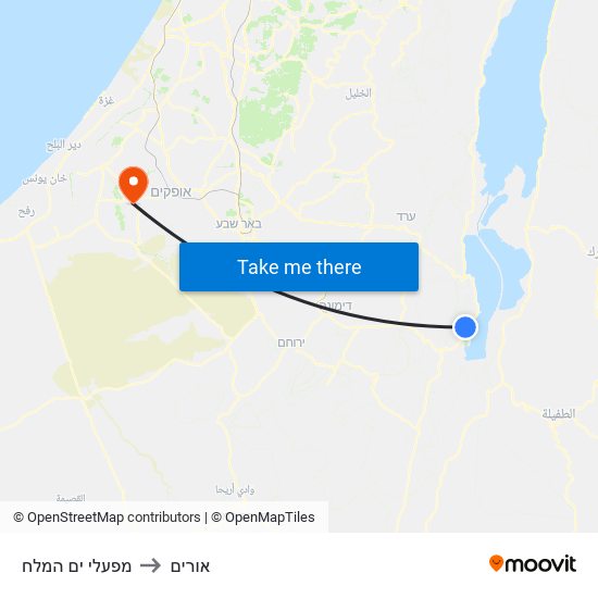 מפעלי ים המלח to אורים map