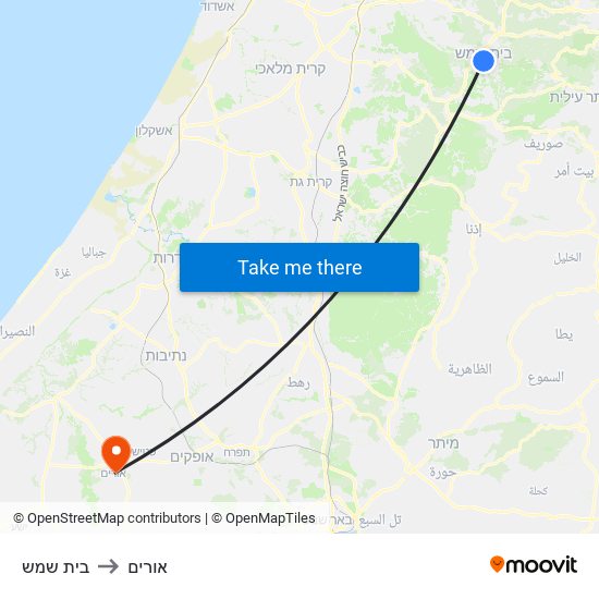 בית שמש to אורים map