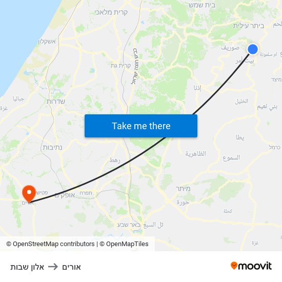 אלון שבות to אורים map