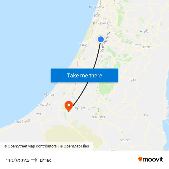 בית אלעזרי to אורים map