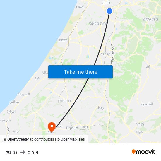 גני טל to אורים map