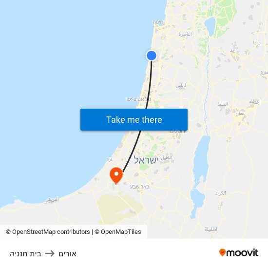 בית חנניה to אורים map