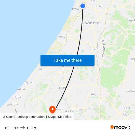 בני דרום to אורים map