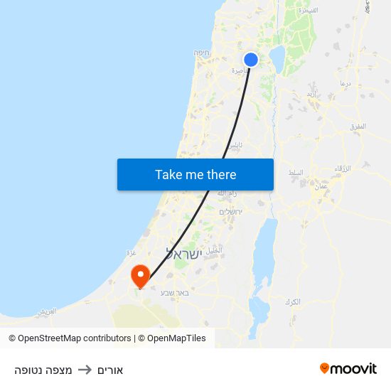 מצפה נטופה to אורים map