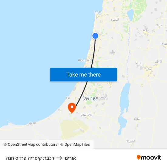 רכבת קיסריה פרדס חנה to אורים map