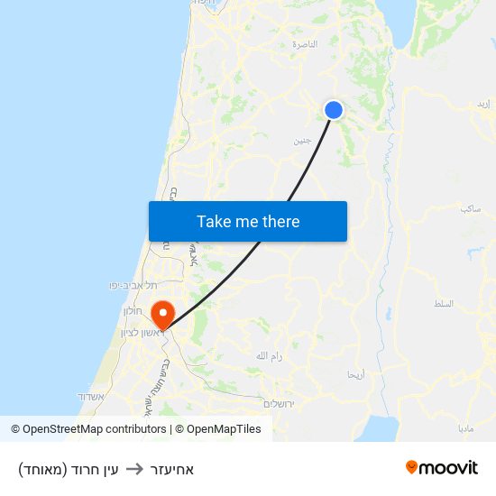 עין חרוד (מאוחד) to אחיעזר map