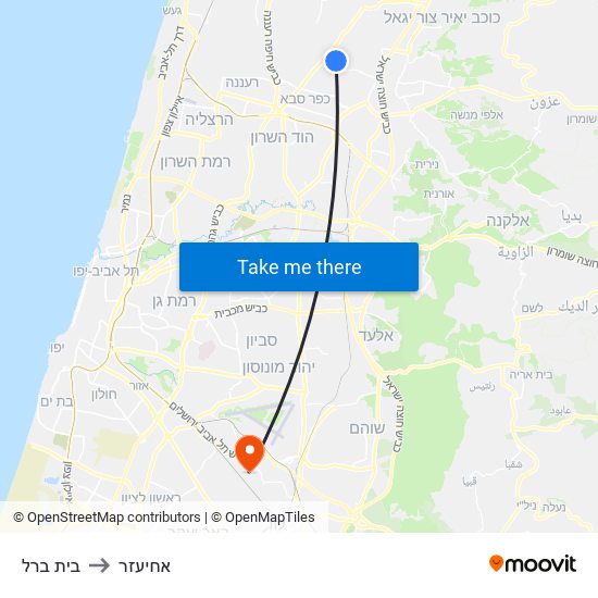 בית ברל to אחיעזר map