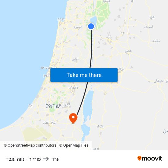 פורייה - נווה עובד to ערד map