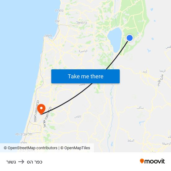 גשור to כפר הס map