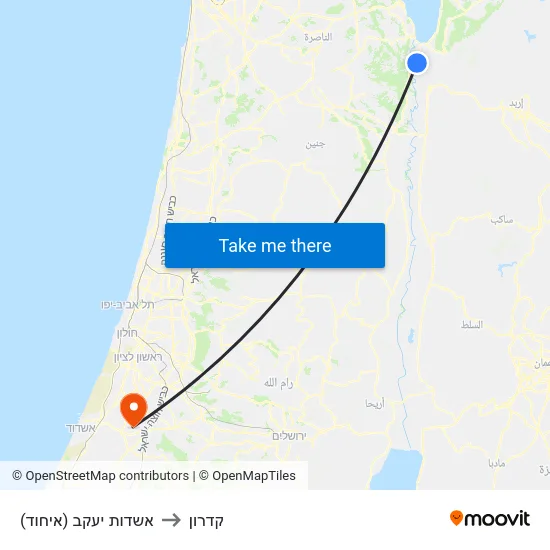 אשדות יעקב (איחוד) to קדרון map