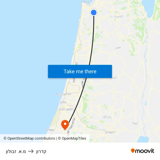 מ.א. זבולון to קדרון map