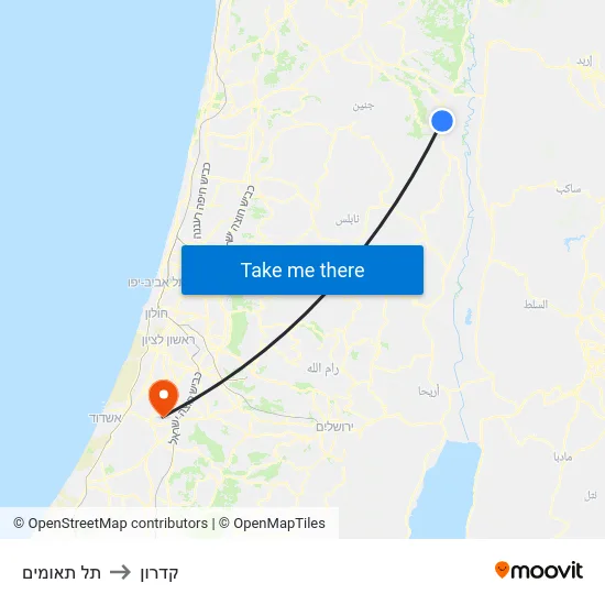 תל תאומים to קדרון map