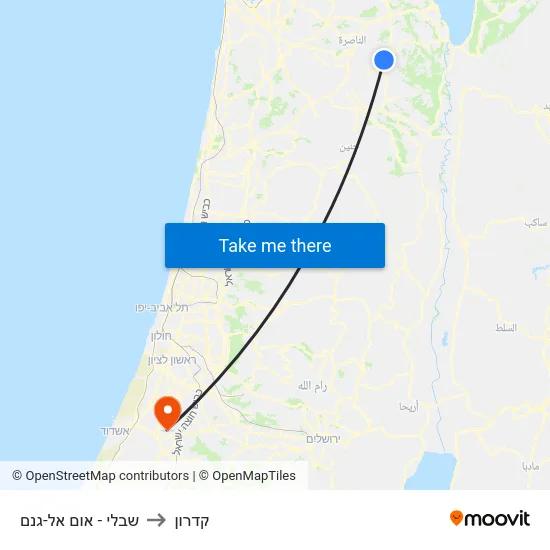 שבלי - אום אל-גנם to קדרון map