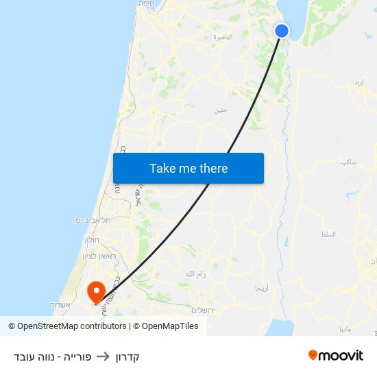 פורייה - נווה עובד to קדרון map