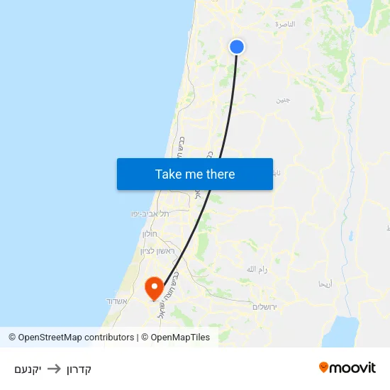 יקנעם to קדרון map