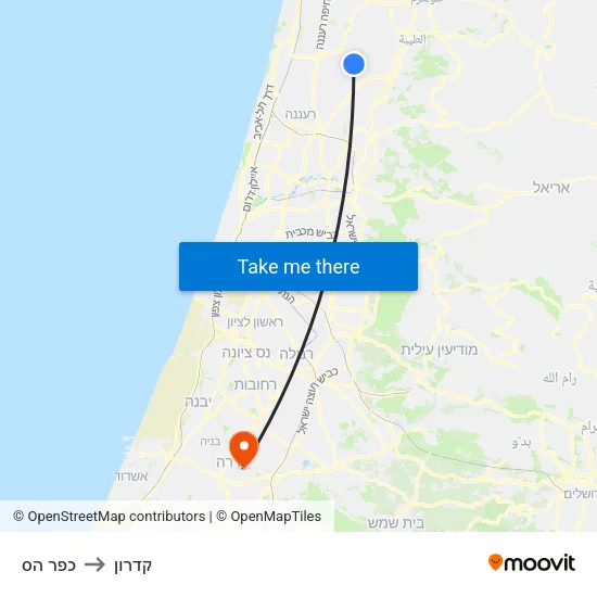 כפר הס to קדרון map