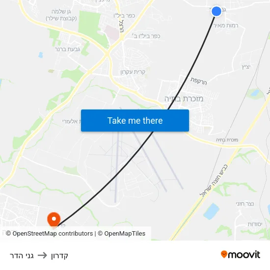 גני הדר to קדרון map